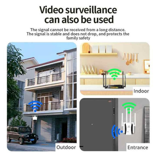 Повторитель сигнала Wi-Fi 2.4G 5G 1200Mbps с внутренними антеннами и розеточной вилкой белый