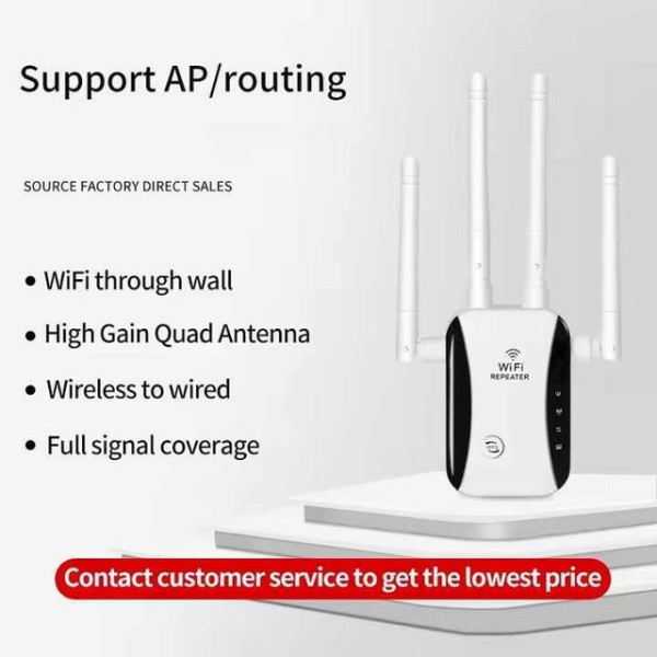 Повторитель сигнала Wi-Fi 2.4G 5G 1200Mbps с внутренними антеннами и розеточной вилкой белый