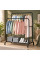 Напольная двойная вешалка Double Floor Hanger с штангами и полкой для обуви на колёсах черная