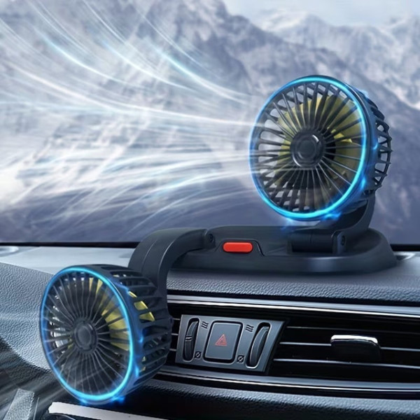 Двойной автомобильный вентилятор Vehicle Fan X666 с двумя головками от прикуривателя для салона 12В