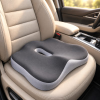 Ортопедическая дорожная подушка Memory Foam с вырезом под копчик противоскользящая для авто, офиса и дома