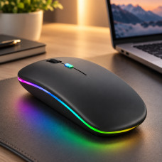 Беспроводная мышь PM1 с Bluetooth, USB-приемником 2.4 ГГц, RGB-подсветкой и тихими кнопками для ПК и ноутбука
