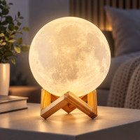Ночник 3D Луна с 5 режимами и 5 цветами свечения, сенсорный светильник Moon Touch USB аккумуляторный