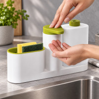 Органайзер с дозатором Sink Base Plus для мыла и мочалки на кухонную раковину