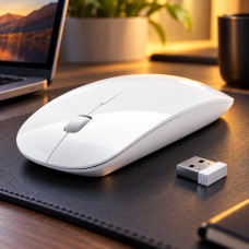 Беспроводная компьютерная мышь Wireless Mouse белого цвета с USB-подключением 2.4G