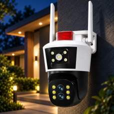 Уличная IP видеокамера PTZ WiFi JE-190-1/2 с тремя объективами 12 Мп, ночным видением и датчиком движения