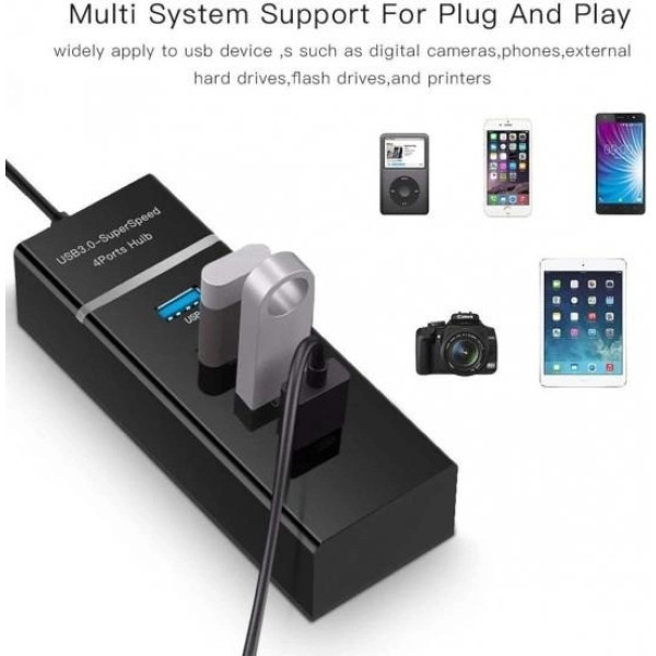USB 3.0 хаб-разветвитель Memos с 4 портами и кнопками включения для зарядки и синхронизации
