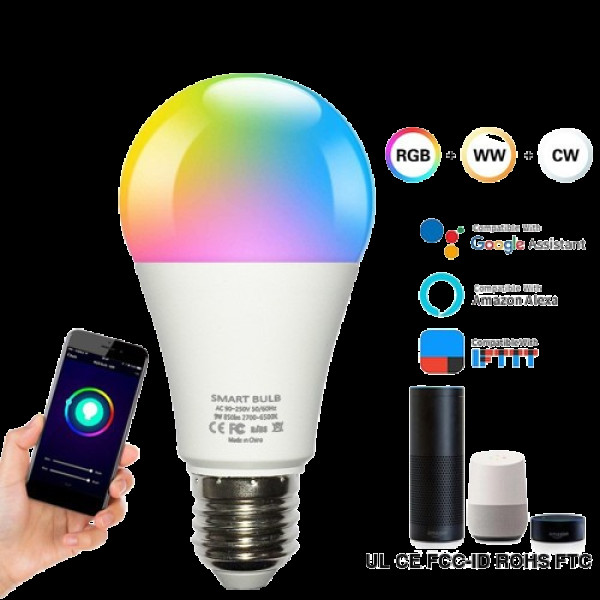 Умная светодиодная лампа Tuya LED с WiFi и Bluetooth, 9 Вт, 16 млн цветов