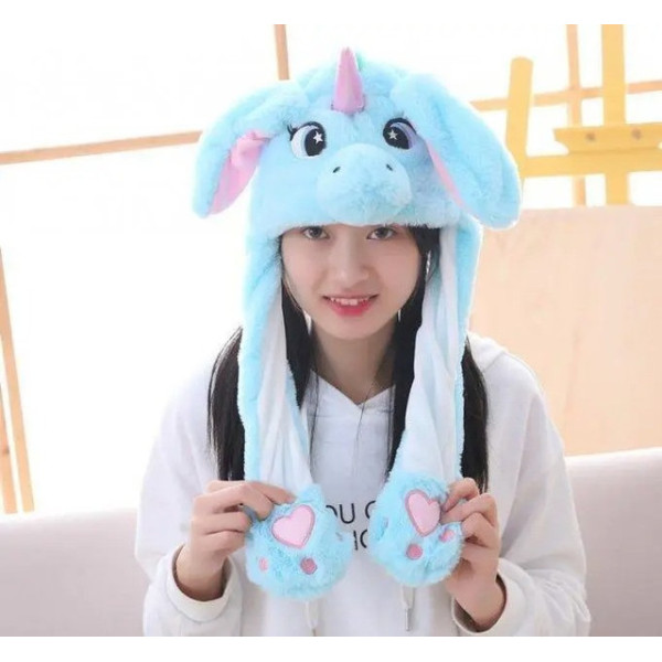Шапка с подсветкой и двигающимися ушками единорога Pikachu toys soft toys with led