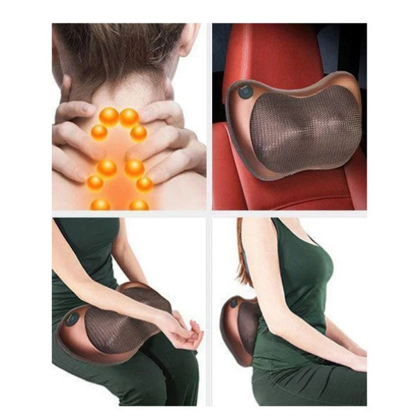 Массажная роликовая подушка Massage Pillow GHM 8028 с подогревом для спины и шеи с вибрацией, постукиванием и