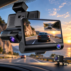 Видеорегистратор автомобильный XH202/319 с 3 камерами, 170° обзор, Full HD, ночное видение, циклическая запись
