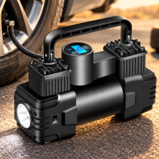 Автомобильный портативный компрессор Air Pump XL-1025 12V с цифровым дисплеем и LED-фонариком
