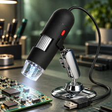 USB цифровой микроскоп MHA-531 с увеличением до 1600×, LED-подсветкой и подставкой