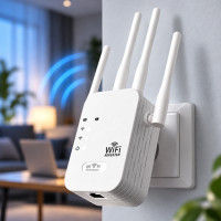 Репитер Wi-Fi 2.4 ГГц с четырьмя антеннами, скорость до 300 Мбит/с, режимы повторителя и точки доступа