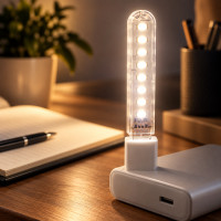 Портативный компактный LED фонарик USB с 8 светодиодами 4 Вт теплый белый свет 4000K
