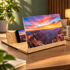 Подставка-увеличитель экрана телефона Enlarged Screen Magnif с 3D увеличительным стеклом из дерева настольная