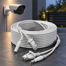 Комбинированный кабель RJ45 и DC для видеонаблюдения, 10 м, медный, LAN и питание