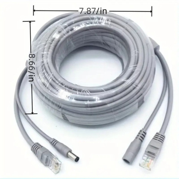 Комбинированный кабель RJ45 и DC для видеонаблюдения, 10 м, медный, LAN и питание