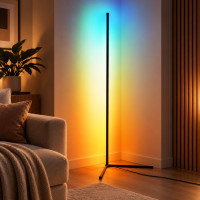 Напольный угловой светильник Corner Light RGB 120 см с пультом и музыкальным режимом, черный