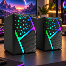 Компьютерные колонки Jedel S-527 2.0 с USB-питанием, подключением 3.5 мм и RGB-подсветкой, черные