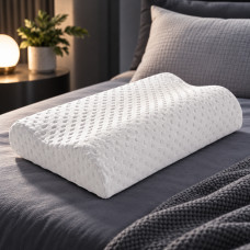 Ортопедическая анатомическая подушка Memory Latex Pillow с эффектом памяти и двумя валиками для шеи 46 × 27 см
