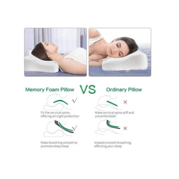 Ортопедическая анатомическая подушка Memory Latex Pillow с эффектом памяти и двумя валиками для шеи 46 × 27 см