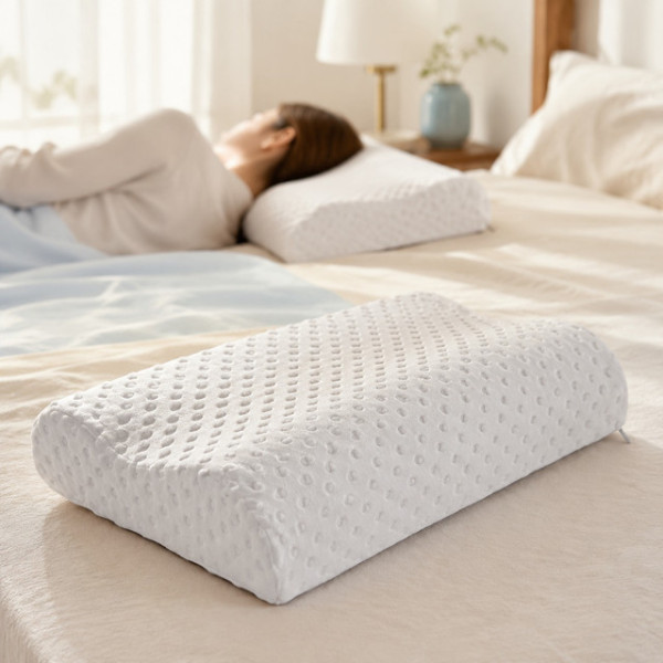 Ортопедическая анатомическая подушка Memory Latex Pillow с эффектом памяти и двумя валиками для шеи 46 × 27 см