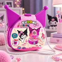 Подарочный детский набор Kuromi из 26 предметов в розовом кейсе для игр и творчества