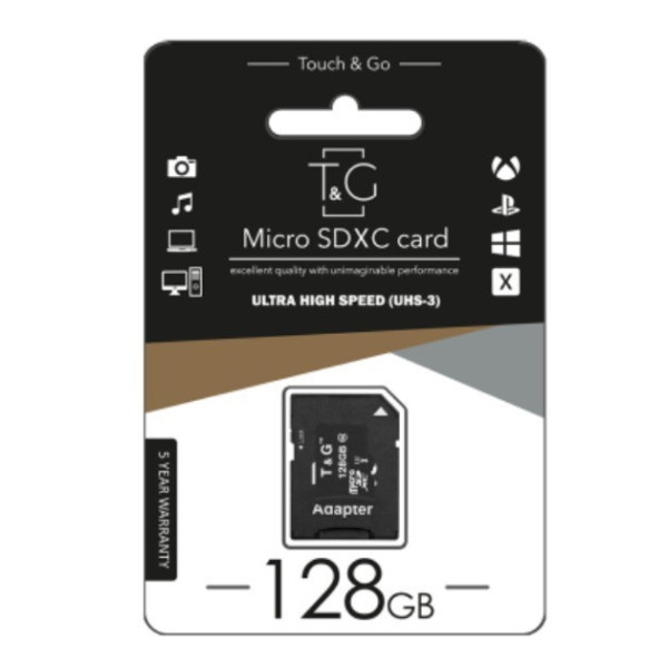 Карта памяти microSDXC T&G 128 ГБ Class 10 с адаптером