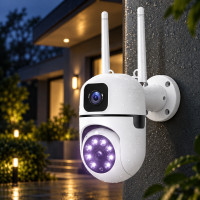 Уличная поворотная Wi-Fi камера Dual Lens E10 8MP 4K с ночным видением и двусторонней связью