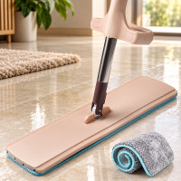 Швабра с телескопической ручкой Spin Mop 360 Pro с отжимом, платформа, микрофибра, бежевая
