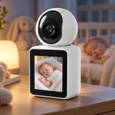 Настольная видеоняня ICSEE V1-20C с Wi-Fi, 3 МП, поворотной IP-камерой и двухсторонней связью