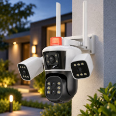 IP-камера JE-190 12 МП с Wi-Fi, PTZ управлением, тремя объективами и ночным видением для внутренней и уличной