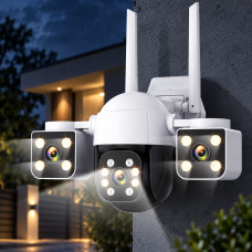 Уличная IP-камера с 3 объективами 2+2+2 Мп, 4G Wi-Fi/LAN, ночным видением и датчиком движения