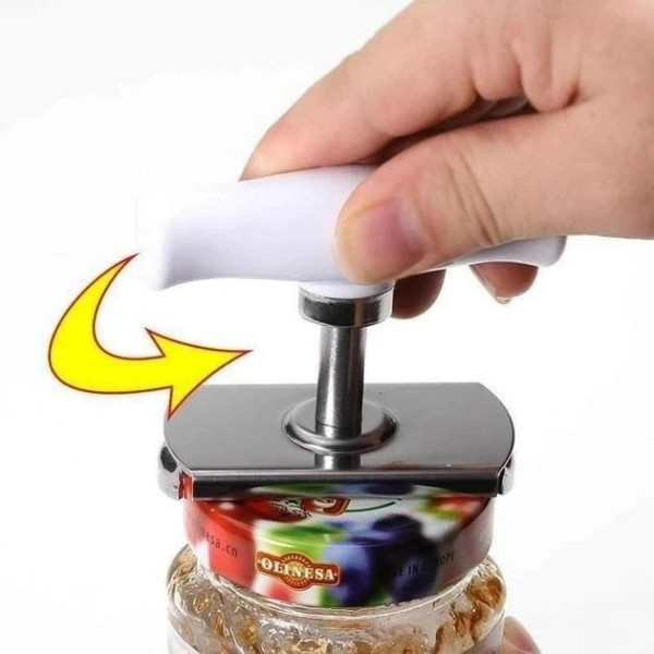 Регулируемая открывалка для банок и бутылок JAR Opener с пластиковой ручкой и рабочей частью из нержавеющей ст