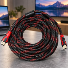Кабель HDMI 15 м с усиленной обмоткой и фильтрами для подключения компьютера к телевизору