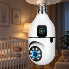 Двойная Wi-Fi IP камера E27 Sq02 с ночным видением, датчиком движения и двусторонней связью для улицы, питание