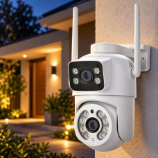 Wi-Fi камера Q13 с двумя 3 МП линзами, поворотная, с ночным видением до 40 м и LED-подсветкой