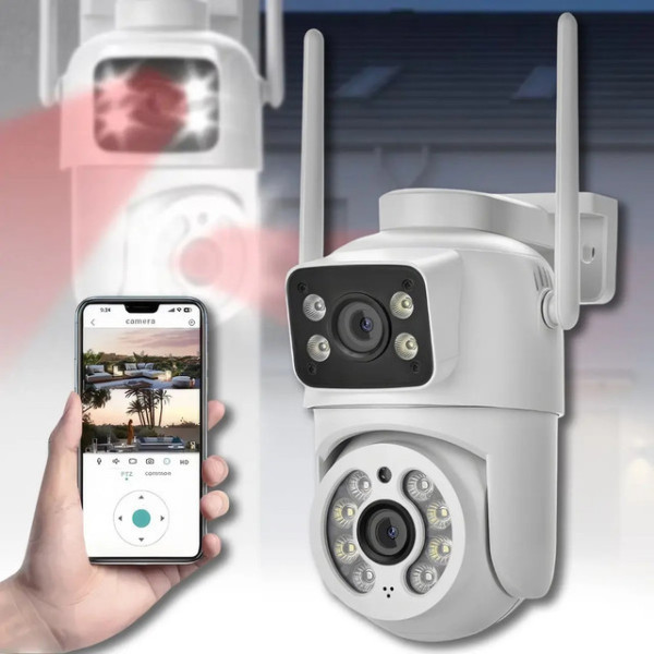 Wi-Fi камера Q13 с двумя 3 МП линзами, поворотная, с ночным видением до 40 м и LED-подсветкой