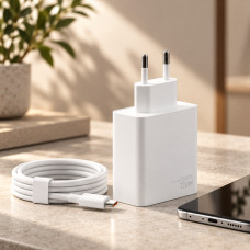 Сетевой адаптер питания 120W с быстрой зарядкой QC 3.0 и USB Type-A, белый, с кабелем