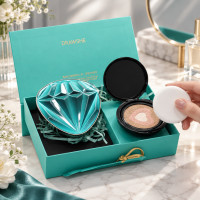 Увлажняющий тональный кушон Drawshe Emerald Crystal Glow с трехцветным эффектом и заменяемым блоком, 24 г для
