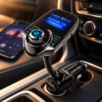 FM-модулятор T10 с Bluetooth, USB зарядкой, AUX и microSD для воспроизведения музыки в автомобиле