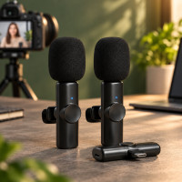 Петличный конденсаторный беспроводной микрофон K11 Wireless Lavalier с ресивером Lightning, черный