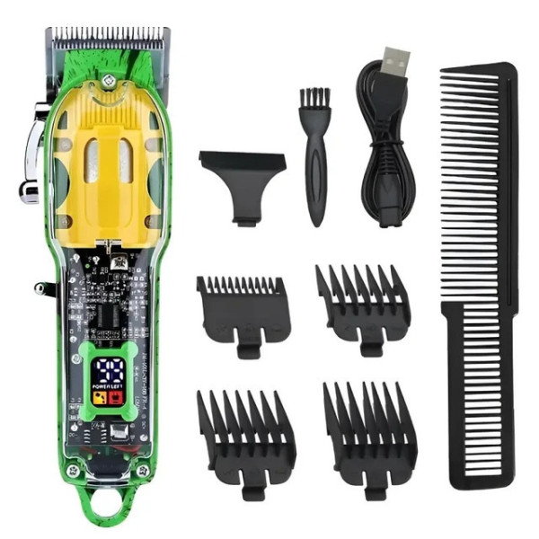 Машинка для стрижки волос HAIR CUTTER LY-452 аккумуляторная с 4 насадками прозрачная