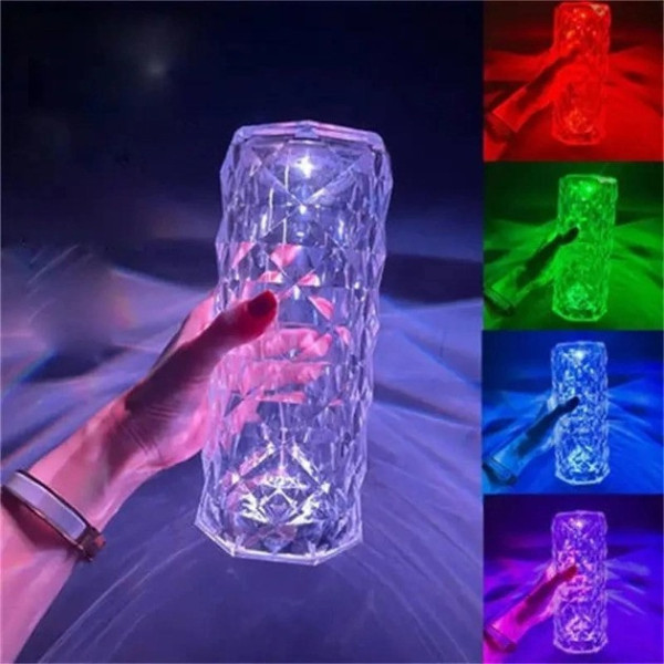 Светодиодный ночник Crystal Rose Ambience в форме хрустальной вазы с 16 цветами RGB, 19.5 см AND463