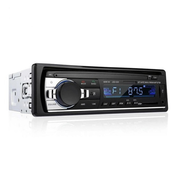 Автомагнитола Podofo JSD 520 1DIN с USB, AUX и Bluetooth, мощность 4х60 Вт, черная