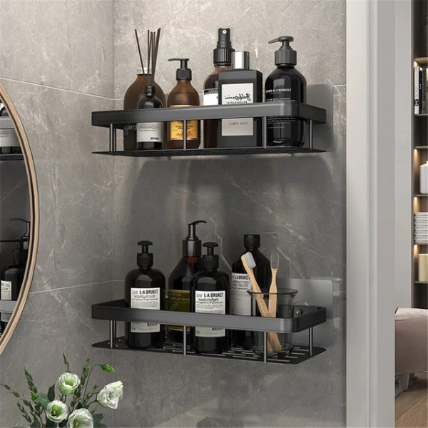 Настенная полка-органайзер STORAGE RACK AND197 для ванной комнаты черного цвета