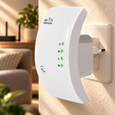 Репитер Wi-Fi с максимальной скоростью 300 Мбит/с для расширения зоны покрытия сети от сети 220 В