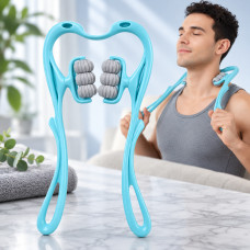 Роликовый ручной массажер для шеи и плеч Hexiang Neck Massager с 6 массажными шариками для снятия напряжения