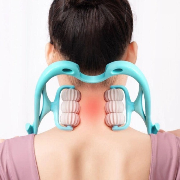 Роликовый ручной массажер для шеи и плеч Hexiang Neck Massager с 6 массажными шариками для снятия напряжения